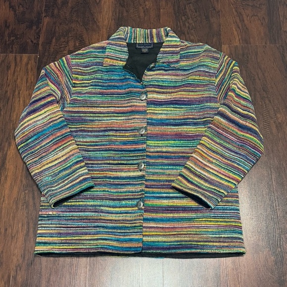 LIFESTYLE Multicolor Striped Button-Up Woman’s Jacket BoHo-Hippie M GUC - Picture 14 of 15